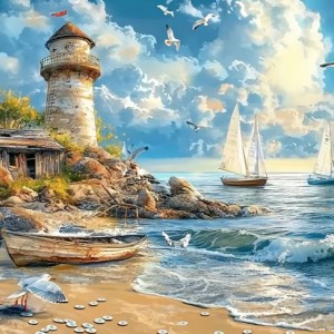 Тих плаж - 5D Диамантен гоблен 30x40 см FJ012